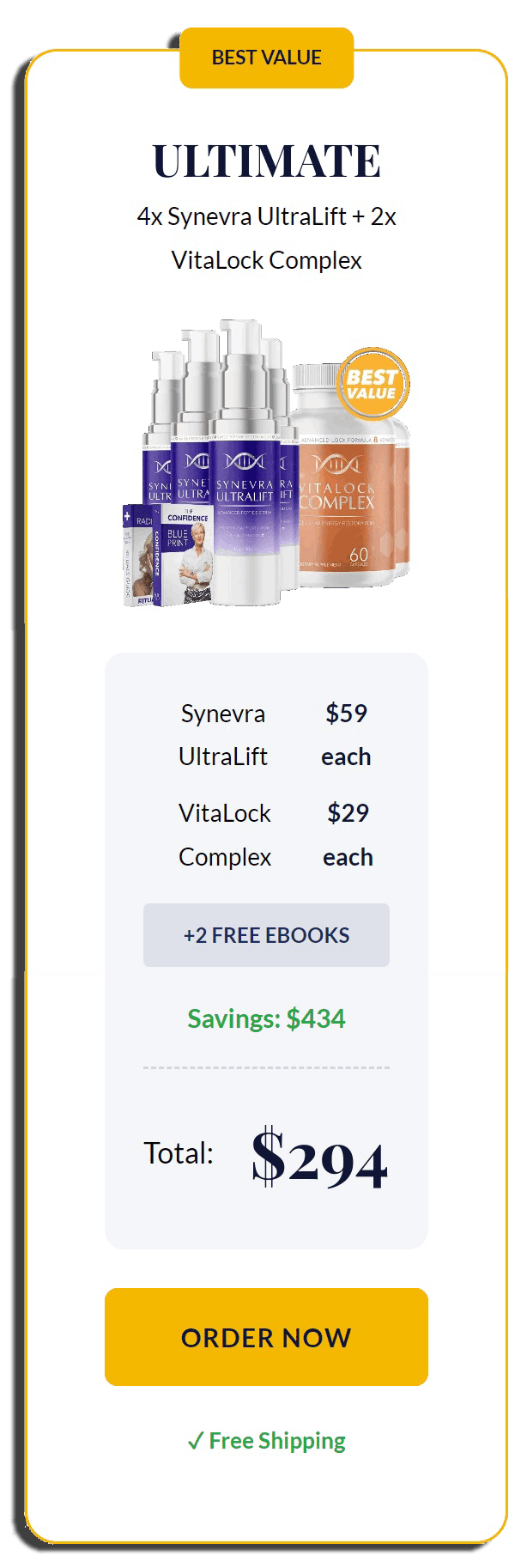 Synevra UltraLift four bottles 